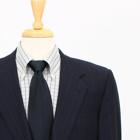 Belvest 40R Navy Stripe Wool Two Button Suit Jacket O562 - Picture 5 of 11